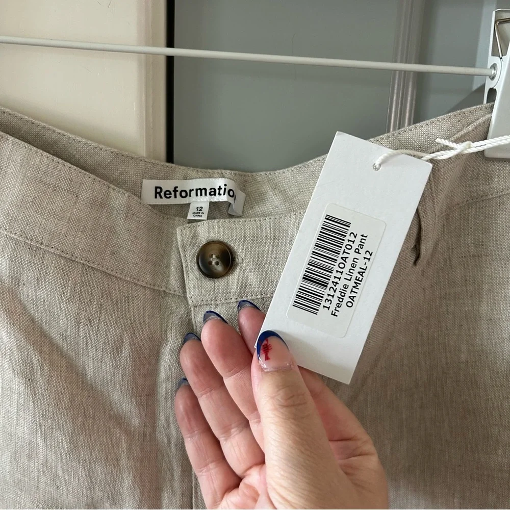 NWT Reformation Freddie Linen Pants Oatmeal